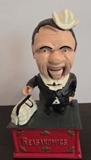 Vintage 1983 Ronald Reagan Cast Iron Mechanical Bank Reaganomics Supply Side picture
