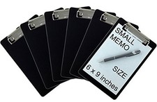  Memo Clipboard 6'' x 9'' Low Profile Clip Plastic (6-Pack) (Black)  picture