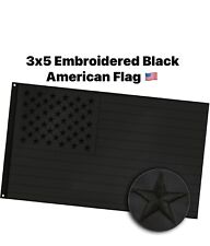 3ft x 5ft Embroidered Black No Quarter American Flag 🇺🇸 Ships Free US Stock picture