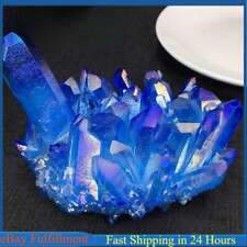 120g Large Natural Aura Blue Titanium Quartz Crystal Cluster Energy Reiki Stone picture