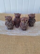 VTG Owl Candles Set of 4, Solid Wax, Bronze w/Gold & Copper Accents, Unused picture