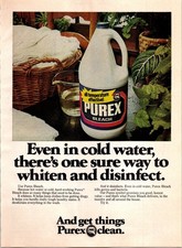 Purex Bleach Vintage Magazine Ad Cold Water Disinfectant Laundry 1970s Print picture