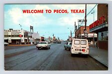 Pecos TX-Texas, US Highway 80, Antique, Vintage Postcard picture