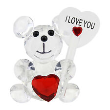 Valentine's Day Bear Ornament,I Love You Sign Collectible Cut Glass Art Craft picture