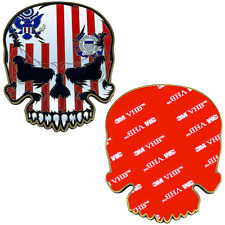CL-GG US Coast Guard Flag 3M adhesive Coastie Skull Challenge Coin for vehicle b picture