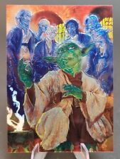 1996 Topps Star Wars Finest Refractor Yoda Card Number 38 Art By Joe Phillips... picture