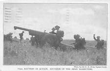 Battery in Action, Souvenir of Army Manuvers, World War II, 1940 Postcard, used picture