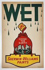 Vintage Sherwin Williams Paints Wet Sign 1940s 6.5