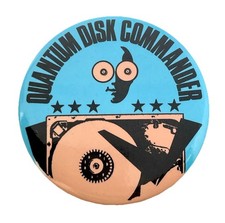 Quantum Disk Commander Vintage Computer Advertising Pinback Button picture