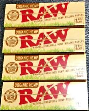 Raw Organic Hemp 4 Packs 1 1/4 Natural Rolling Papers 50 Lvs USA  picture