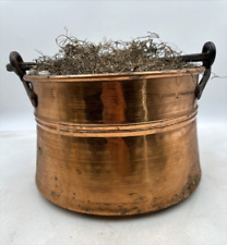 Copper Cauldron Kettle w Brass Snake Head Handle Brazed Seams 6