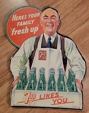 1940's Die-Cut 7 UP Advertising Easel Back Display Sign picture
