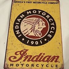 Indian Motorcycle Metal Sign Garage Vintage Retro 1901 picture