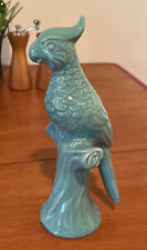Vintage Ceramic Cockatoo Bird Turquoise 9” picture
