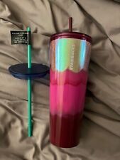 Starbucks Holiday '22 Holographic Gradient Sangria Wave Tumbler  NEW + GIFT READ picture