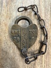Vintage Old Union Pacific CS 1 Heart shape Brass Lock Padlock Adlake No Key picture