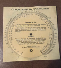 1899 Cox's Stadia Computer Difference Of Elevation Circular Slide Rule picture