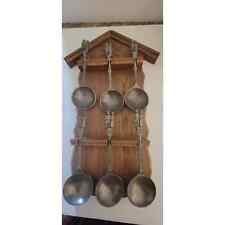 Vtg Pewter 6 spoons GUETEZEICHEN ZINNGERAT RAL Spoons, W/ Wood Hanger picture
