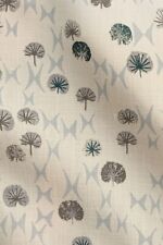 Kerry Joyce 100% Hemp Small Botanical Print Fabric- Ground Cover Gray Blue 3.6yd picture