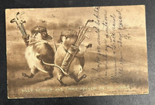 1909 Billy & Jimmy Possum Golfing Drawing Fred C. Lounsbury Post Card CF picture