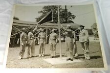 Vintage 1942 US Navy Press Photo - Best Squadron Raising Flag, Pre-Flight School picture