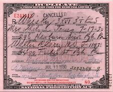 Prohibition Era Prescription Form for Medicinal Liquor, Pittsburgh, PA 1930 RX picture