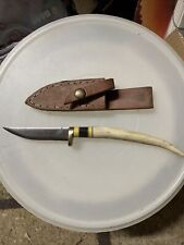 VINTAGE CUSTOM 3.75” Blade HANDMADE DEER ANTLER KNIFE HANDLE 10'' Long picture