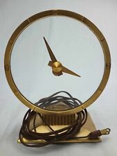 Vintage 1950 mid century Jefferson Golden Hour Electric Clock cracked glass picture