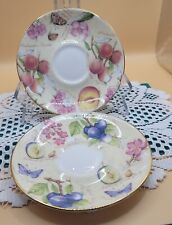 Vintage Royal Grafton By Tams▪︎TWO SAUCERS Only▪︎Czar Plum & Rochester Peach picture