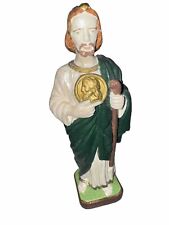 Saint Jude Statue Vintage Plaster Made Italy Hand Painted Religious Gift picture