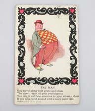 Vintage Postcard Obesity Fat Man With a Loud Vest Poem 1908 picture