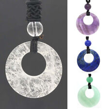 Natural Reiki Healing Crystal Stone Necklace Lucky Coin Pendant Amulet Jewelry picture