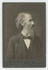 Antique Circa 1880s ID'd Cabinet Card Man Long Beard Named G.R. Glenn Atlanta GA picture
