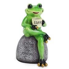  Creative Craft Resin Frog Figurine Decor, Frog Sitting On Stone Statue  picture