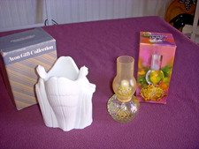 Vintage Avon Porcelain Angels Candleholder & Chimney Lamp picture