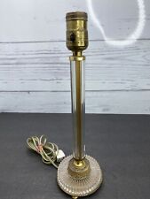 Vintage Ornate Neoclassical Style Clear Glass  & Brass Column Table Lamp 13” H picture