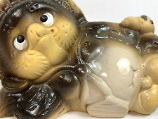 Pottery Tanuki Reclining Japanese Badger Dog As It Waits for Good Luck picture