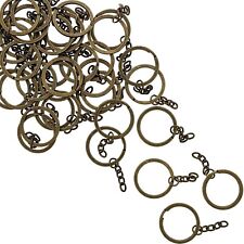 100Pcs Antique Bronze Split Keyrings with Chain Bulk 1.2