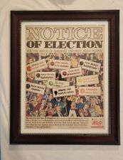 Vintage - 1960 Framed Picture, Photo Ad Jell-o, Election Year, 16 X 13