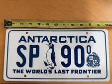 Vtg Antarctica License Plate SP 90 Operation Deep Freeze Task Force 199.  STEEL picture