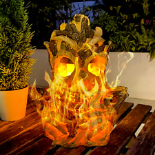 Solar Lights Outdoor Garden Statues Tiki Decor Stump on Fire Halloween... picture