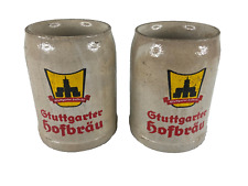 German Beer Stoneware Mug Stuttgarter Hofbrau 0.5L Lot Of 2 picture