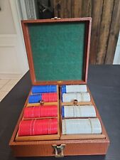 Vintage Lowe Poker Chips in Case Red Blue White Removable Trays 198 Briefcase  picture
