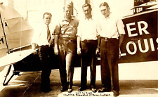 1929 RPPC WOW 420 HOURS ENDURANCE RECORD PILOTS ST LOUIS PHOTO POSTCARD PS picture