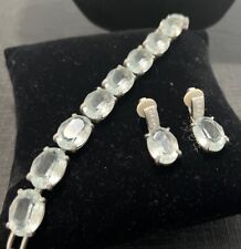 Atelier Swarovski Rosie Assoulin Ice Blue Bracelet & Clip On Drop Earrings picture