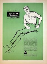 1963 Levi's Sportswear Avril Rayon Men's Slacks 1960s Print Ad American Viscose picture