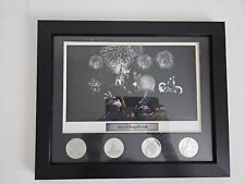 Walt Disney World Lithograph with Set of 4 Coins Glass Framed 11