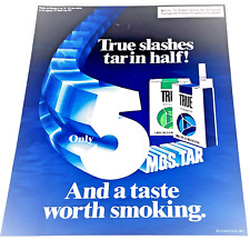 1978 True Regular Menthol Cigarettes Vintage Print Ad Slashes Tar In Half picture