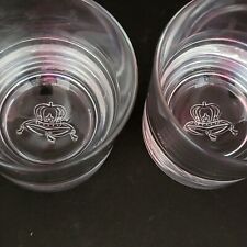 Crown Royal Whiskey Embossed Logo in Base Lowball Rocks Glasses Italy Set 2 VTG picture