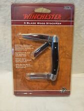 Winchester 22-41659; 3 Blade Wood Stockman Pocketknife NEW picture